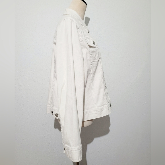 Relativity White Stretch Denim Jacket Women’s Size XL Button Front Cotton Blend - Picture 5 of 12